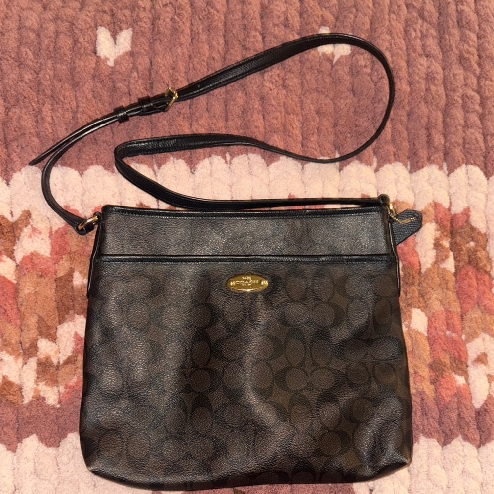 Black and Brown Coach Shoulder Bag